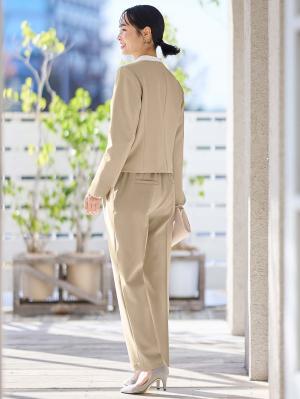 マタニティ トップス|ノーカラージャケット　マタニティ・産後授乳服【出産後も長く使える】|ベージュ