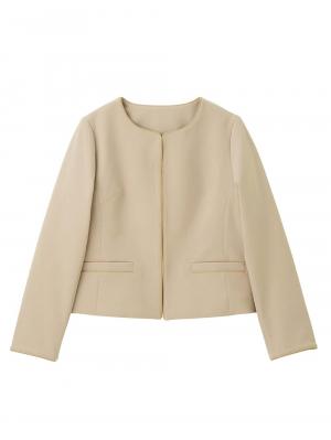 マタニティ トップス|ノーカラージャケット　マタニティ・産後授乳服【出産後も長く使える】|ベージュ