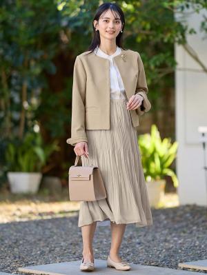 マタニティ トップス|ノーカラージャケット　マタニティ・産後授乳服【出産後も長く使える】|ベージュ