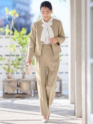 マタニティ トップス|ノーカラージャケット　マタニティ・産後授乳服【出産後も長く使える】|ベージュ