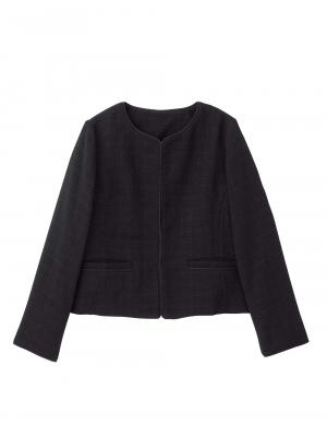 マタニティ トップス|ノーカラージャケット　マタニティ・産後授乳服【出産後も長く使える】|ツイードブラック