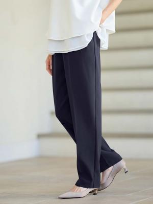 マタニティ パンツ|ストレッチストレートパンツ　マタニティ・産後【出産後も長く使える】|ネイビー