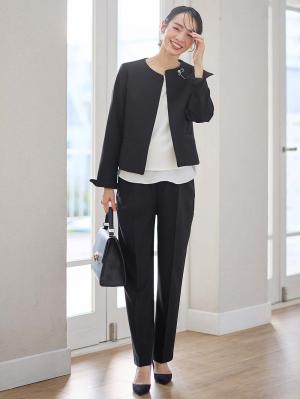 マタニティ パンツ|ストレッチストレートパンツ　マタニティ・産後【出産後も長く使える】|ブラック