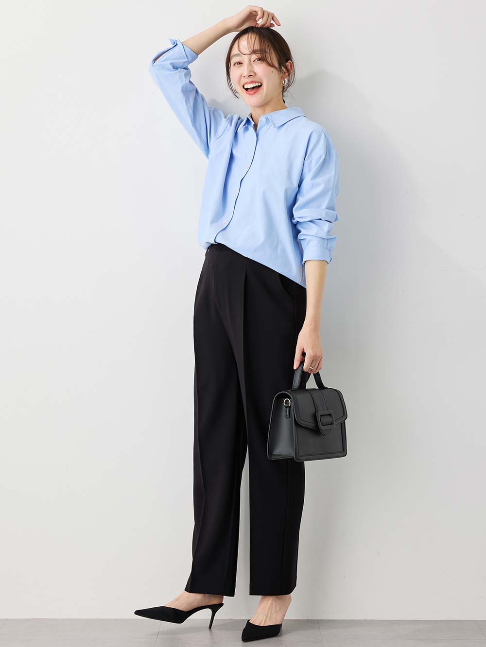 マタニティ パンツ|ストレッチストレートパンツ　マタニティ・産後【出産後も長く使える】|ブラック