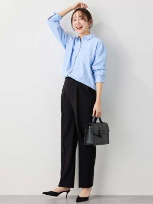 マタニティ パンツ|ストレッチストレートパンツ　マタニティ・産後【出産後も長く使える】|ブラック