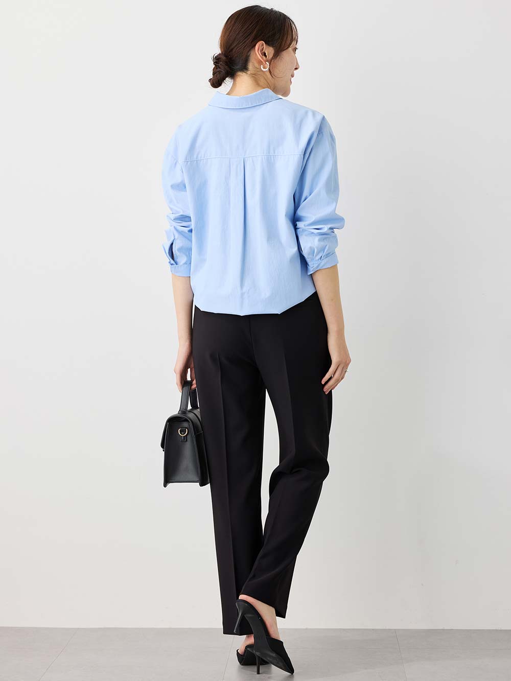 マタニティ パンツ|ストレッチストレートパンツ　マタニティ・産後【出産後も長く使える】|ブラック