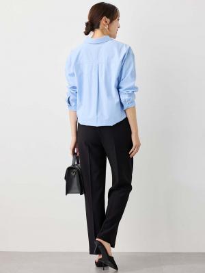 マタニティ パンツ|ストレッチストレートパンツ　マタニティ・産後【出産後も長く使える】|ブラック