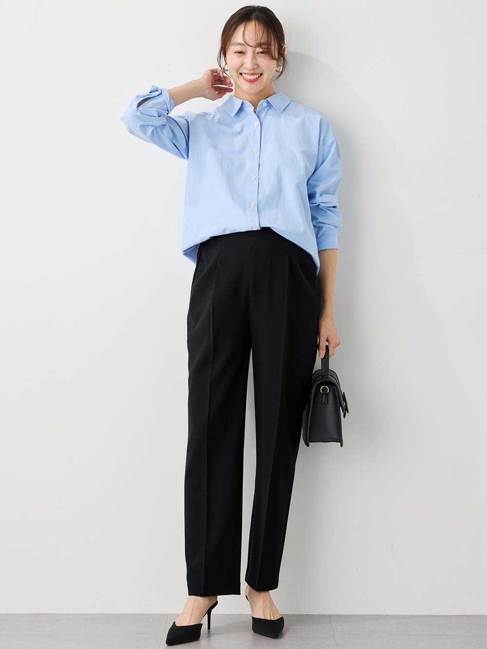 マタニティ パンツ|ストレッチストレートパンツ　マタニティ・産後【出産後も長く使える】|ブラック