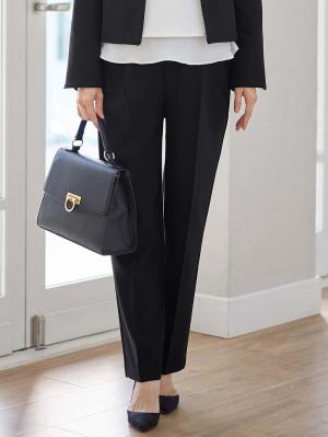 マタニティ パンツ|ストレッチストレートパンツ　マタニティ・産後【出産後も長く使える】|ブラック