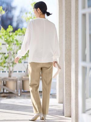 マタニティ パンツ|ストレッチストレートパンツ マタニティ・産後【出産後も長く使える】|ベージュ