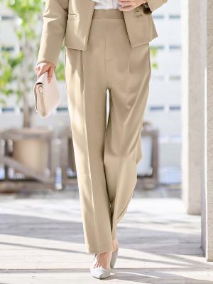 マタニティ パンツ|ストレッチストレートパンツ マタニティ・産後【出産後も長く使える】|ベージュ