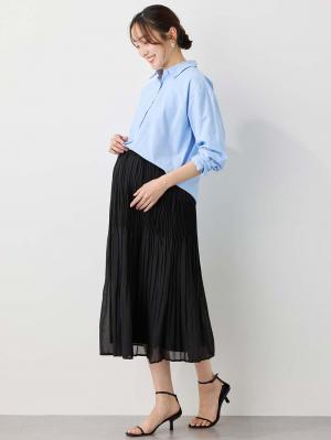 マタニティ スカート|ランダムプリーツスカート マタニティ・産後【出産後も長く使える】|ブラック