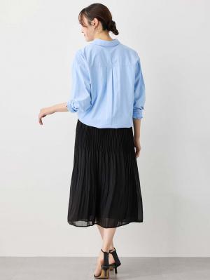 マタニティ スカート|ランダムプリーツスカート マタニティ・産後【出産後も長く使える】|ブラック