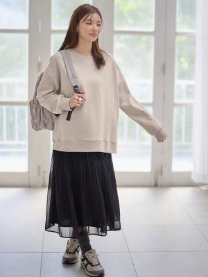マタニティ スカート|ランダムプリーツスカート マタニティ・産後【出産後も長く使える】|ブラック