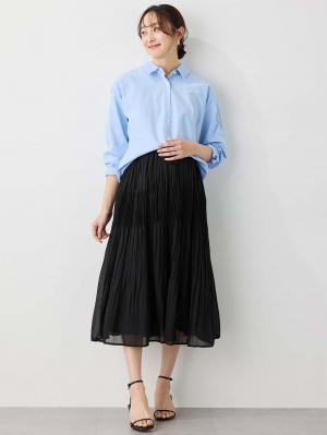 マタニティ スカート|ランダムプリーツスカート マタニティ・産後【出産後も長く使える】|ブラック