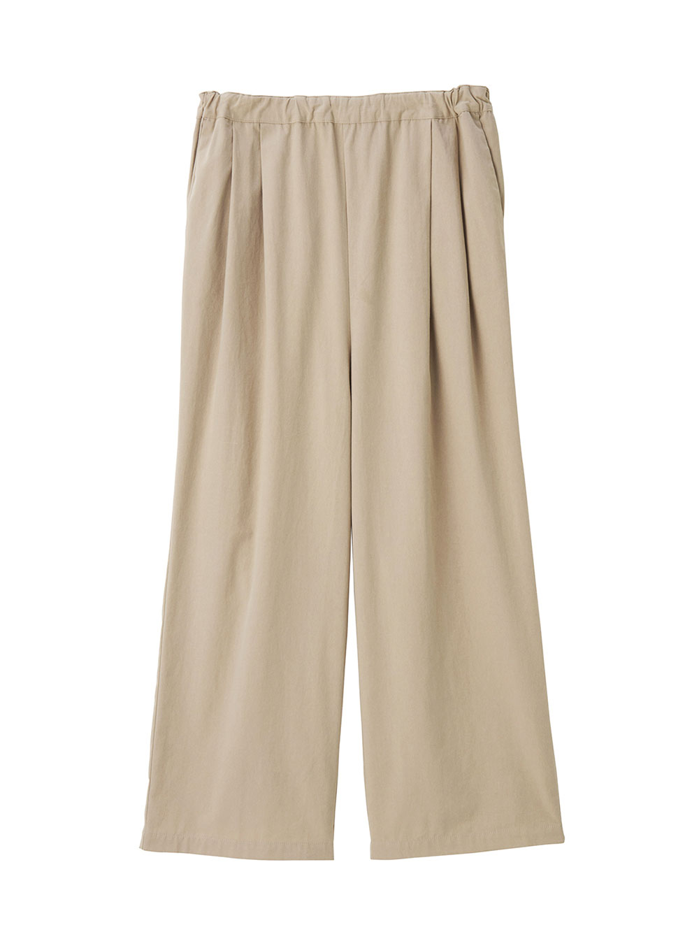 マタニティ パンツ|綿100%ギャザーワイドストレートパンツ マタニティ・産後【出産後も長く使える】|グレージュ