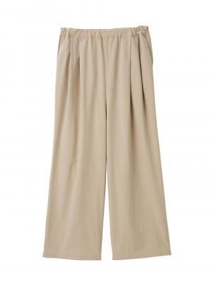 マタニティ パンツ|綿100%ギャザーワイドストレートパンツ マタニティ・産後【出産後も長く使える】|グレージュ