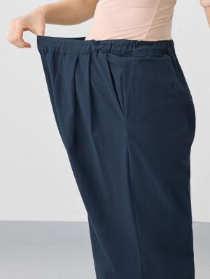 マタニティ パンツ|綿100%ギャザーワイドストレートパンツ マタニティ・産後【出産後も長く使える】