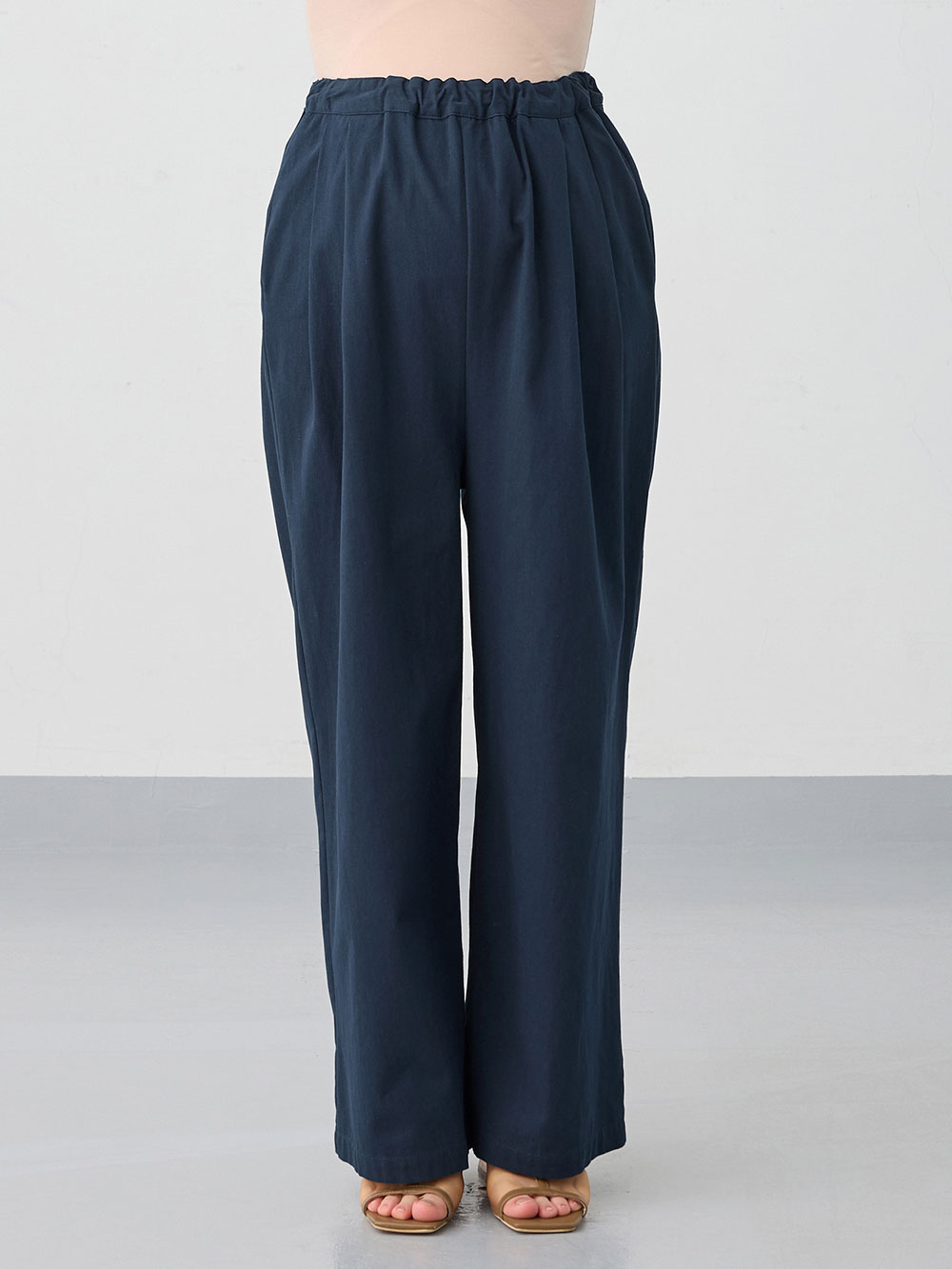 マタニティ パンツ|綿100%ギャザーワイドストレートパンツ マタニティ・産後【出産後も長く使える】