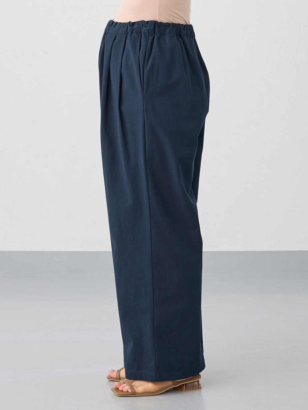 マタニティ パンツ|綿100%ギャザーワイドストレートパンツ マタニティ・産後【出産後も長く使える】