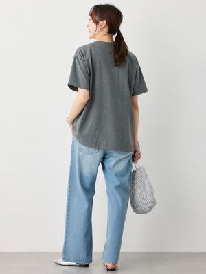 マタニティ トップス|【遮熱・UVカット・接触冷感・吸汗速乾】クロススリット半袖TEE マタニティ・授乳服【出産後も長く使える】|チャコール
