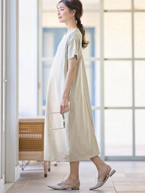 マタニティ ワンピース|【遮熱・UVカット・接触冷感・吸汗速乾】ワイドシルエットワンピース マタニティ・授乳服【出産後も長く使える】|グレージュ