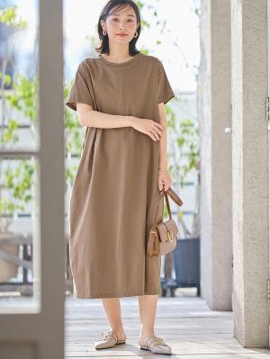 マタニティ ワンピース|【遮熱・UVカット・接触冷感・吸汗速乾】ワイドシルエットワンピース マタニティ・授乳服【出産後も長く使える】|モカブラウン