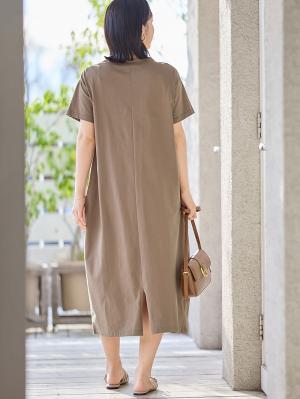 マタニティ ワンピース|【遮熱・UVカット・接触冷感・吸汗速乾】ワイドシルエットワンピース マタニティ・授乳服【出産後も長く使える】|モカブラウン