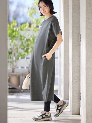 マタニティ ワンピース|【遮熱・UVカット・接触冷感・吸汗速乾】ワイドシルエットワンピース マタニティ・授乳服【出産後も長く使える】|チャコール