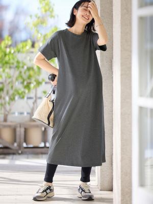 マタニティ ワンピース|【遮熱・UVカット・接触冷感・吸汗速乾】ワイドシルエットワンピース マタニティ・授乳服【出産後も長く使える】|モカブラウン