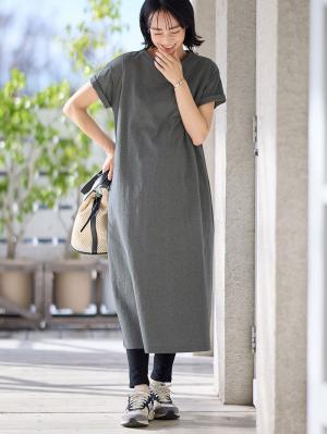 マタニティ ワンピース|【遮熱・UVカット・接触冷感・吸汗速乾】ワイドシルエットワンピース マタニティ・授乳服【出産後も長く使える】|チャコール