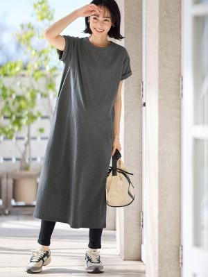 マタニティ ワンピース|【遮熱・UVカット・接触冷感・吸汗速乾】ワイドシルエットワンピース マタニティ・授乳服【出産後も長く使える】|チャコール