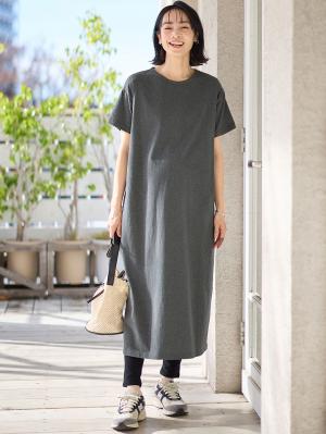 マタニティ ワンピース|【遮熱・UVカット・接触冷感・吸汗速乾】ワイドシルエットワンピース マタニティ・授乳服【出産後も長く使える】|チャコール