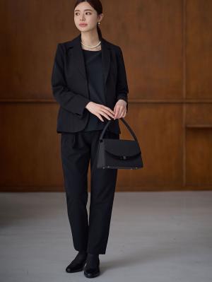 マタニティ ワンピース|【ブラックフォーマル・喪服】ストレッチジョーゼットセットアップ　マタニティ・産後【出産後も長く使える】|パンツセット(ブラック)