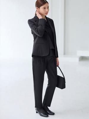 マタニティ ワンピース|【ブラックフォーマル・喪服】ストレッチジョーゼットセットアップ　マタニティ・産後【出産後も長く使える】|パンツセット(ブラック)