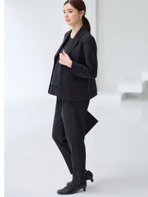 マタニティ ワンピース|【ブラックフォーマル・喪服】ストレッチジョーゼットセットアップ　マタニティ・産後【出産後も長く使える】|パンツセット(ブラック)