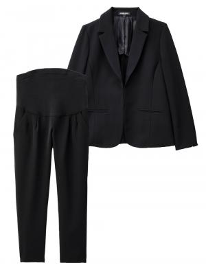 マタニティ ワンピース|【ブラックフォーマル・喪服】ストレッチジョーゼットセットアップ　マタニティ・産後【出産後も長く使える】|パンツセット(ブラック)