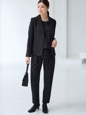 マタニティ ワンピース|【ブラックフォーマル・喪服】ストレッチジョーゼットセットアップ　マタニティ・産後【出産後も長く使える】|パンツセット(ブラック)