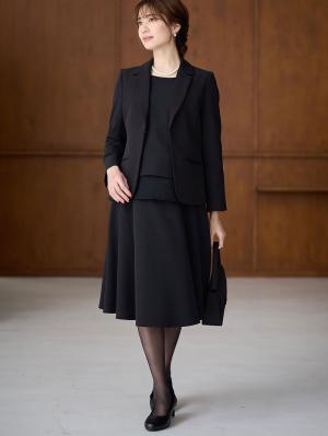 マタニティ ワンピース|【ブラックフォーマル・喪服】ストレッチジョーゼットセットアップ　マタニティ・産後【出産後も長く使える】|スカートセット(ブラック)