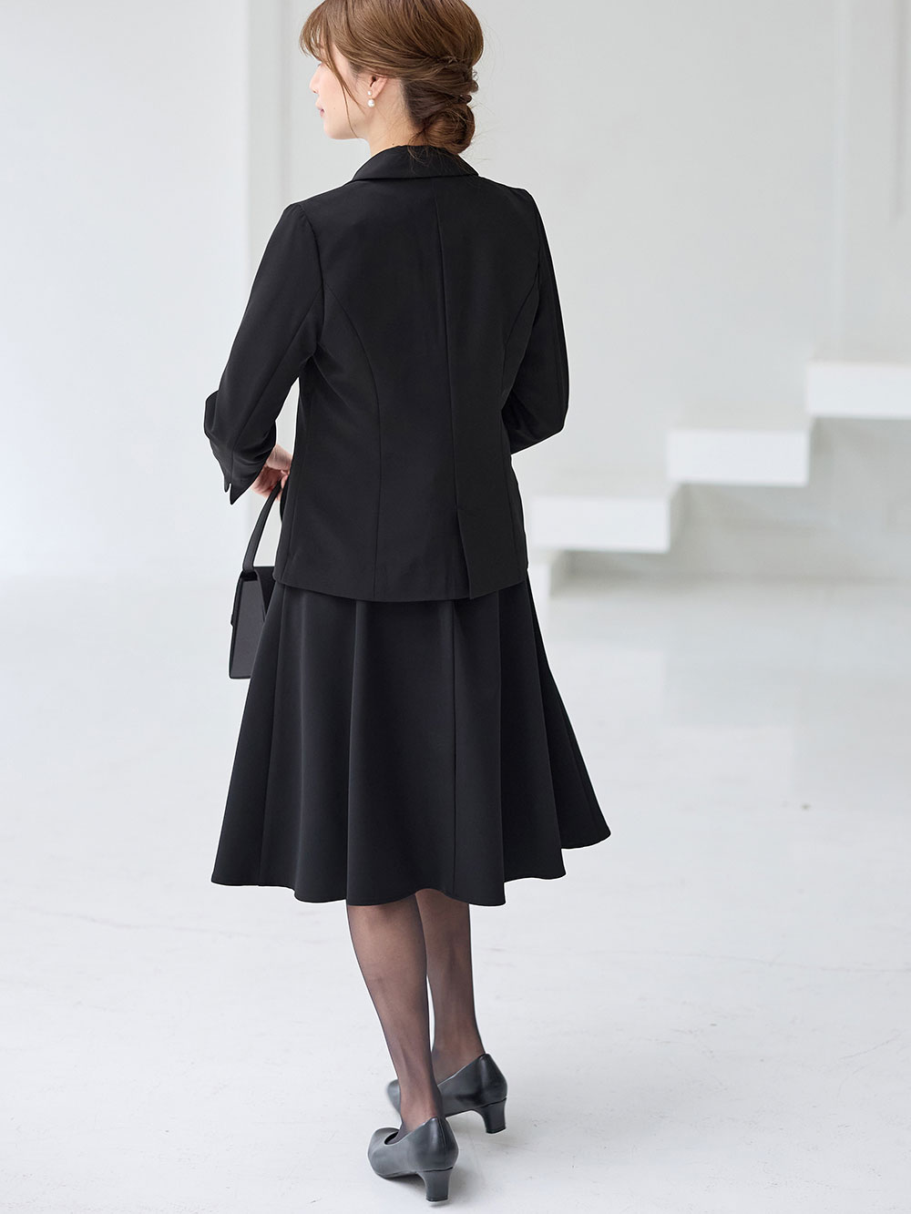 ブラックフォーマル・喪服】ストレッチジョーゼットセットアップ