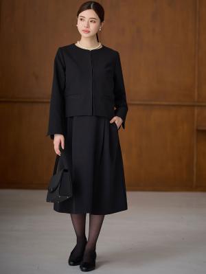 マタニティ ワンピース|【ブラックフォーマル・喪服】快適ストレッチフォーマルセットアップ　マタニティ・産後【出産後も長く使える】|ワンピースセット(ブラック)