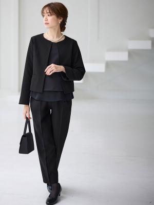 マタニティ ワンピース|【ブラックフォーマル・喪服】快適ストレッチフォーマルセットアップ　マタニティ・産後【出産後も長く使える】|パンツセット(ブラック)