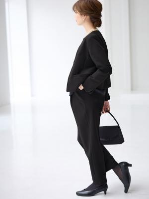 マタニティ ワンピース|【ブラックフォーマル・喪服】快適ストレッチフォーマルセットアップ　マタニティ・産後【出産後も長く使える】|パンツセット(ブラック)