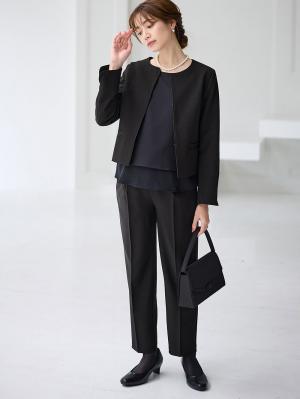 マタニティ ワンピース|【ブラックフォーマル・喪服】快適ストレッチフォーマルセットアップ　マタニティ・産後【出産後も長く使える】|パンツセット(ブラック)