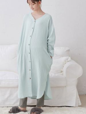 【親子コーデセット】ぷくぷくダブルガーゼＶネックワンピ＆産前産後使えるレギンスパジャマ&2wayオール　出産準備　ギフト　マタニティ・産後10620