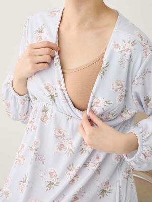 マタニティ パジャマ・ルームウェア|【親子コーデセット】花柄スムースカシュクールパッド付長袖ネグリジェ&2wayオール 出産準備 ギフト マタニティ・産後