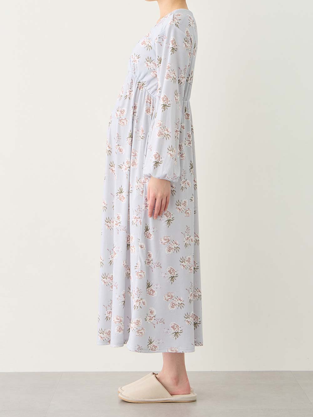 マタニティ パジャマ・ルームウェア|【親子コーデセット】花柄スムースカシュクールパッド付長袖ネグリジェ&2wayオール 出産準備 ギフト マタニティ・産後