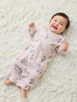マタニティ パジャマ・ルームウェア|【親子コーデセット】花柄スムースカシュクールパッド付半袖ネグリジェ＆2wayオール　出産準備　ギフト　マタニティ・産後|ペールピンク×プリント
