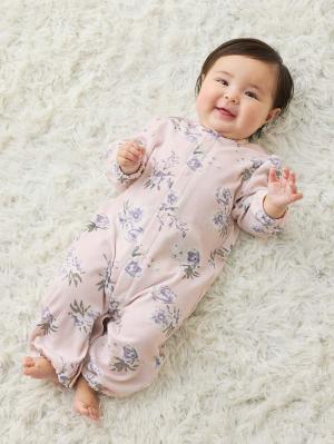 マタニティ パジャマ・ルームウェア|【親子コーデセット】花柄スムースカシュクールパッド付半袖ネグリジェ＆2wayオール　出産準備　ギフト　マタニティ・産後|ペールピンク×プリント