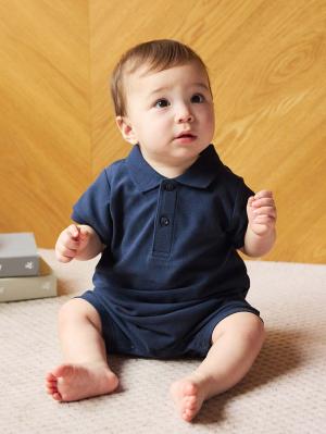 マタニティ ワンピース|【親子コーデセット】半袖ポロワンピース（ひざ下丈）＆襟付きポロロンパース　出産準備　ギフト　マタニティ・授乳服|ネイビー(70-80cm)